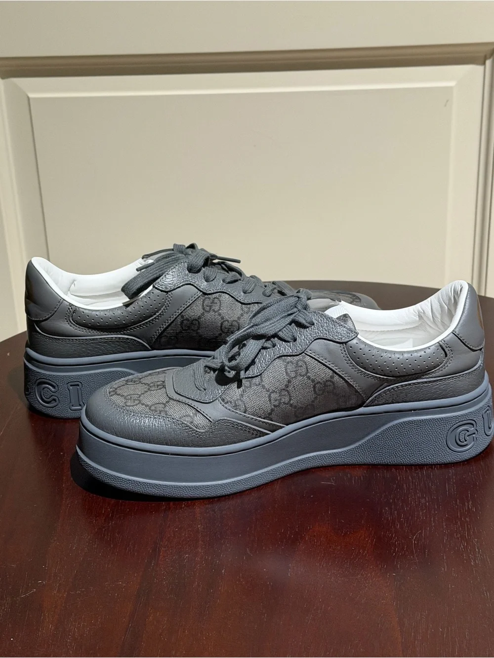 Gucci Gray GG Monogram Low-Top Sneakers